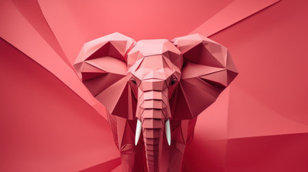 An elephant is made out of origami paper, AI. Paper crafted origamiの素材