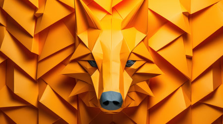 The wolf is made out of origami paper, AI. Paper crafted origamiの素材