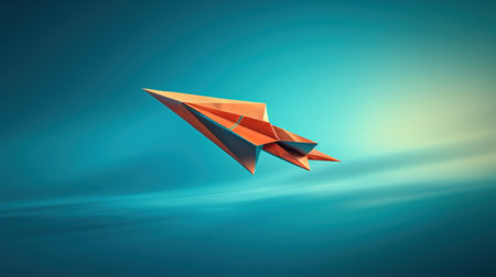 Paper airplane on blue background, AIの素材