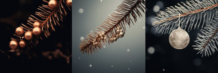 Christmas tree background with snowflakes and a moon, AIの素材