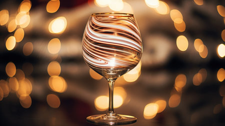 A wine glass with a swirl of white and brown, AIの素材