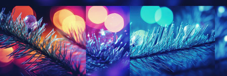 A colorful christmas tree with lights and a bright background, AIの素材