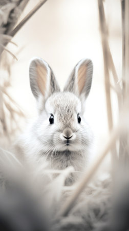 A cute little rabbit looking at the camera, AIの素材