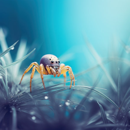 A spider is sitting on top of some grass, AIの素材