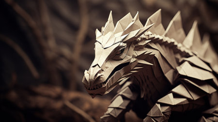 A paper dragon is made out of brown and white, AIの素材