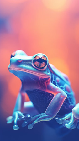 A frog with a bright blue background, AIの素材
