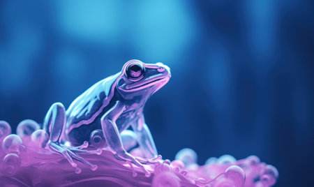 A frog with purple and blue colors, AIの素材