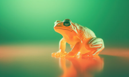 A toy frog sitting on a green surface, AIの素材