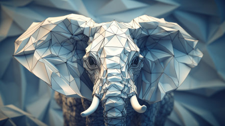An elephant is made of triangles and low polygonal shapes, AIの素材