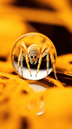 A spider sitting on top of a glass with water, AIの素材