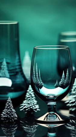 A glass with a tree in it and some other glasses, AIの素材