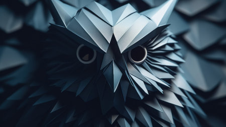 An owl made out of paper with a black background, AIの素材