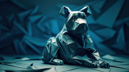 A dog is sitting on a blue background, AIの素材