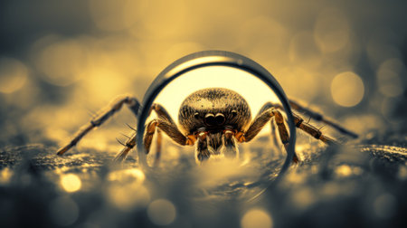 A spider is sitting in a glass, AIの素材
