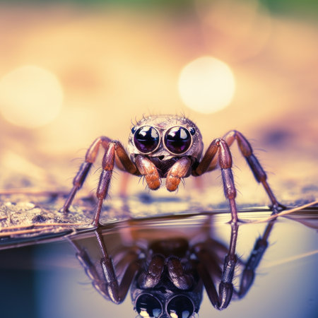 A spider with big eyes sitting on the ground, AIの素材