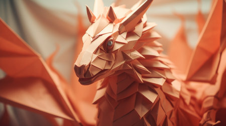 A dragon made from origami paper, AIの素材