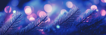 A close up of a tree branch with lights, AIの素材