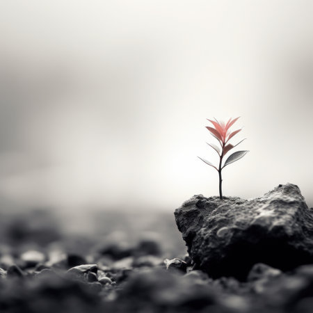 A small plant growing out of a rock, AIの素材