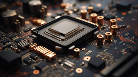 The cpu is on top of a motherboard, AIの素材
