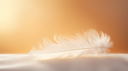White feather on a yellow background, AIの素材