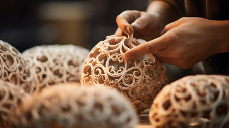 A person is making a sculpture out of wood, AIの素材