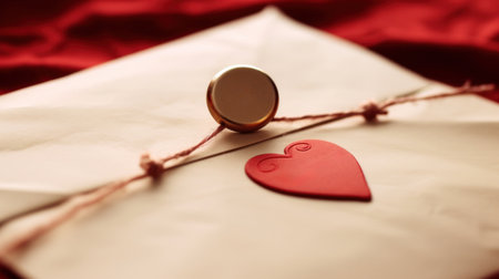 A red heart is sitting on top of an envelope, AIの素材