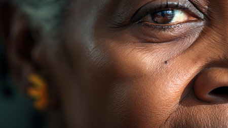An older woman with a black eye, AIの素材