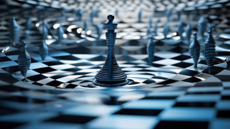 A chess piece surrounded by many other pieces, AIの素材