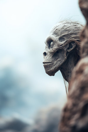 A close up of a man with long hair and an empty face, AIの素材