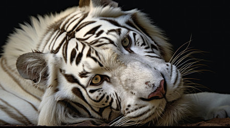 A white tiger laying down, AIの素材