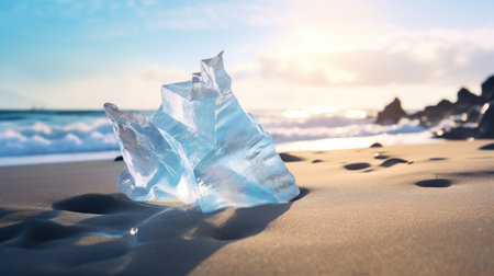 Iceberg on the beach, AIの素材