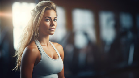 A beautiful woman in a sports bra top, AIの素材