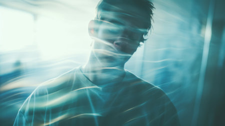 A man in a hospital room with blurry background, AIの素材