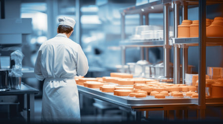 A chef in a kitchen with pots and pans, AIの素材