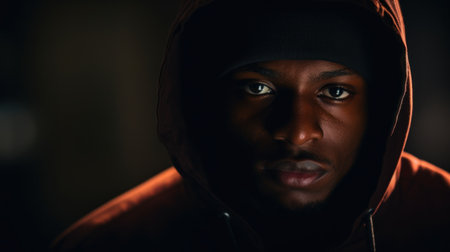 A man in a hoodie looking at the camera, AIの素材