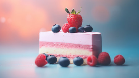 A piece of cake with berries and cream, AIの素材