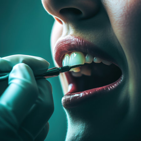 A woman with a dental tool in her mouth, AIの素材