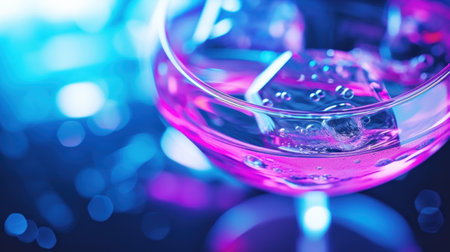 A glass of pink wine with ice cubes, AIの素材