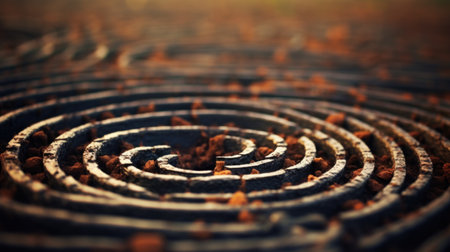 A spiral maze with a circular design, AIの素材