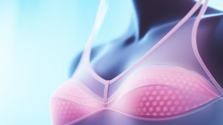 A woman wearing a pink bra top, AIの素材