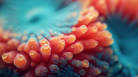 Close up of colorful coral with blue and red, AIの素材