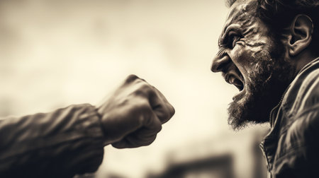 A man is punching another person in the face, AIの素材