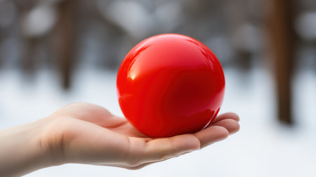 A person holding a red egg in their hand, AIの素材