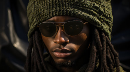 A man with dreadlocks and sunglasses, AIの素材