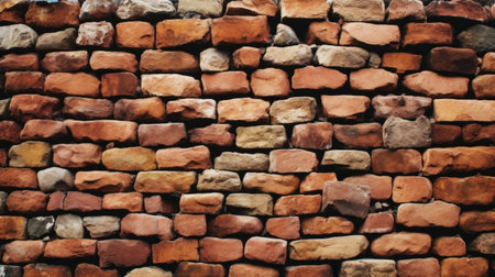 A wall made of red and brown bricks, AIの素材