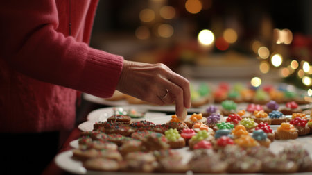 A person picking up a tray of cookies, AIの素材