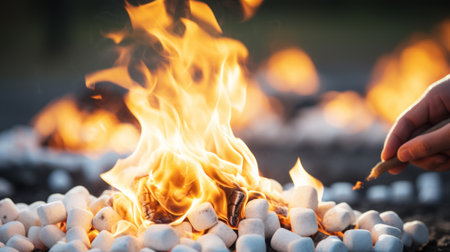 A person is lighting marshmallows on fire, AIの素材