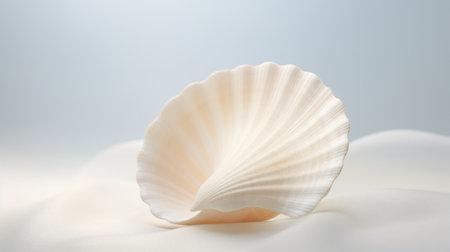 A shell on a white background with blue water, AIの素材