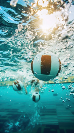 A ball is floating in the water with bubbles, AIの素材