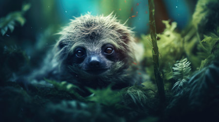 A baby sloth in the jungle, AIの素材